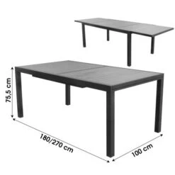 Table De Jardin En Aluminium Et Bois Avec Rallonge 6 à 8 Places - 224615