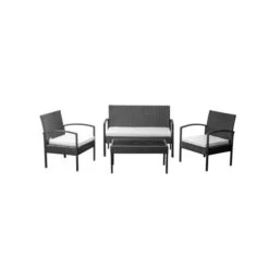 Salon De Jardin Acier Noir LUZ 2 Chaises 1 Banc Et 1 Table - TE11-SOFA -Pro Jardin Soldes AFD 154904