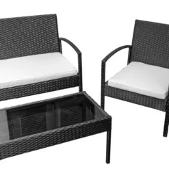 Salon De Jardin Acier Noir LUZ 2 Chaises 1 Banc Et 1 Table - TE11-SOFA -Pro Jardin Soldes AFD 154905