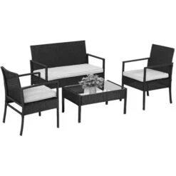 Salon De Jardin Acier Noir LUZ 2 Chaises 1 Banc Et 1 Table - TE11-SOFA -Pro Jardin Soldes AFD 155481