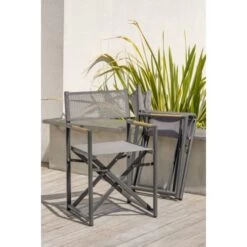 Fauteuil De Jardin Pliant HONFLEUR DCB Garden Gris Anthracite - HONFLEUR-DC -Pro Jardin Soldes AFD 190413